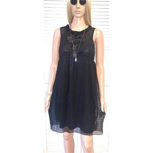 Young Essence sleeveless sheer midi dress black Small